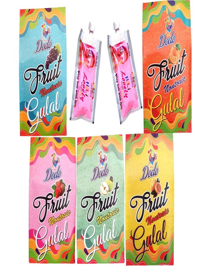 Artonezt مسحوق ألوان هولي عشبي لطيف على البشرة من أرتونيزت للأطفال، ألوان فواكه، مسحوق ألوان دودو للفواكه - عبوة من 5 قطع + نظارات واقية للأطفال + بالونات مائية متعددة الألوان غير سامة لعيد هولي (عبوة من 500 قطعة) - Image 1